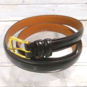 Roundtree&Yorke Black Med/Lrg Unisex Burnished Leather Cowhide Belt Brass Buckle